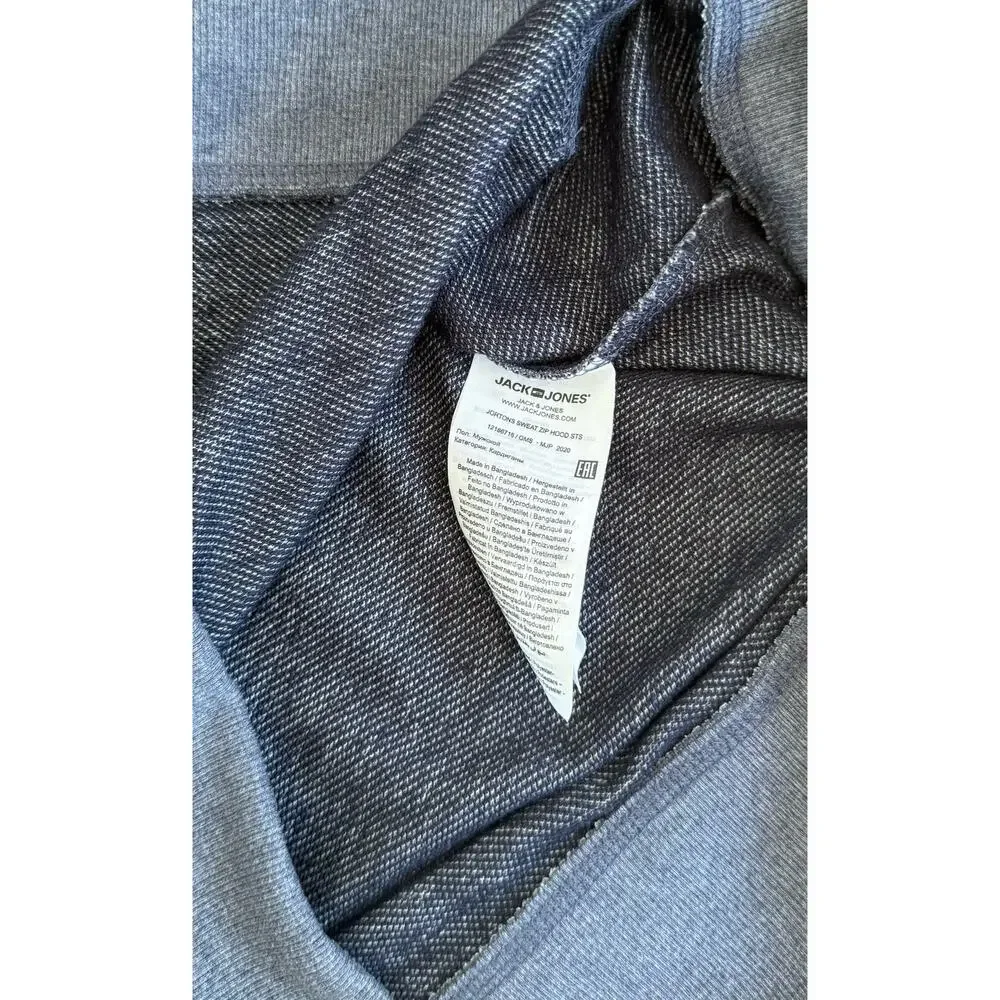 Jack & Jones Originals Men’s Large Blue Full Zip Hoodie Sweatshirt EUC